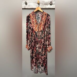 Anthropologie Blank London Split Hem Multi Colored Floral Size Medium Boho